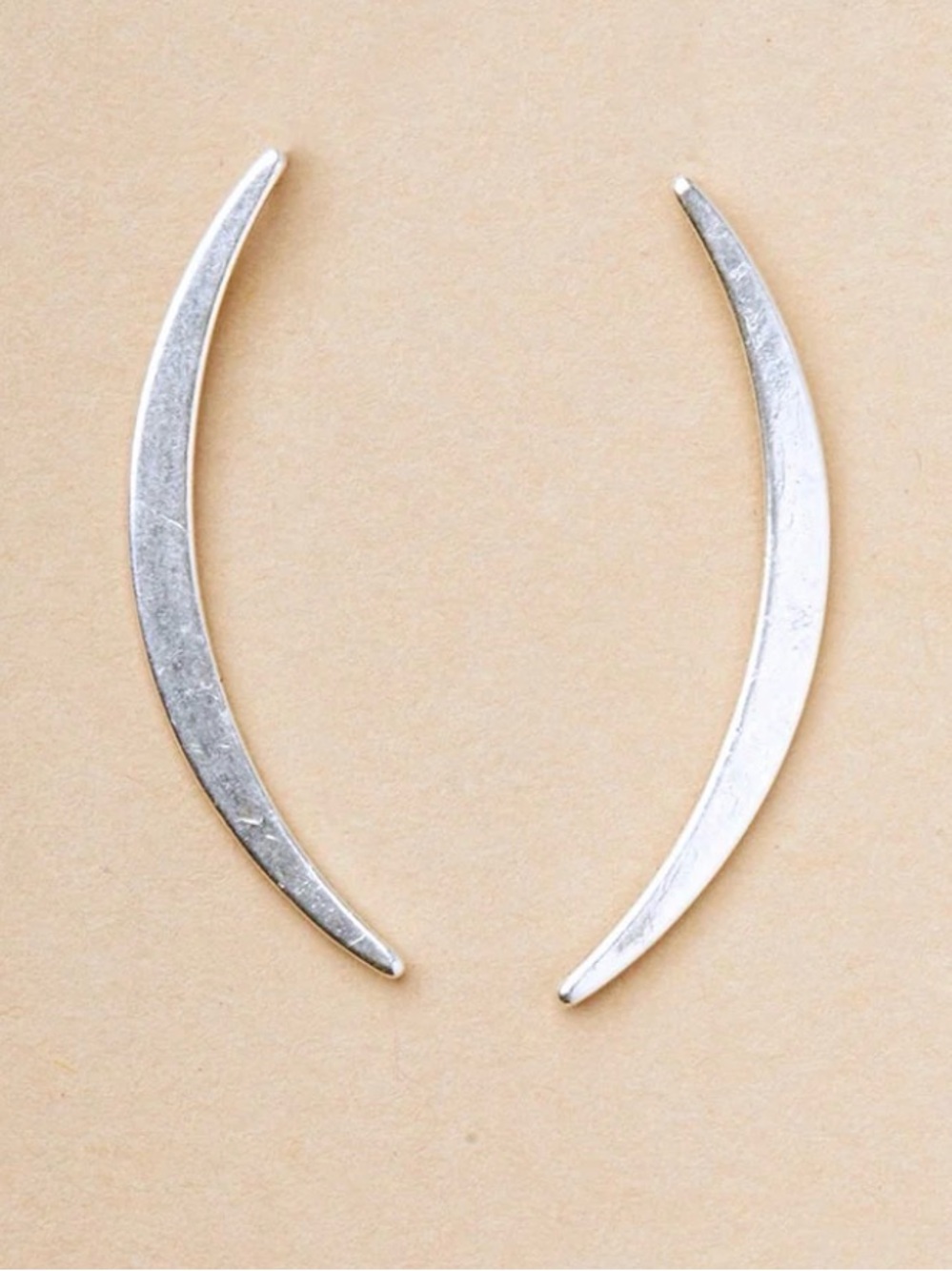 NWTScout Curated Wears Refined Collection Silver Gibbous Slice/Crescent Earrings - Picture 3 of 4